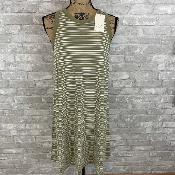 A New Day Green Striped Tank Dress - Picture 1 of 5